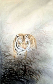 Chinese Tiger Painting,69cm x 138cm,4521007-x