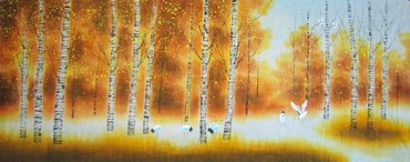 Chinese Trees Painting,60cm x 145cm,1035010-x