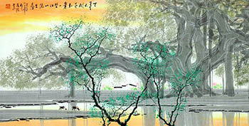 Chinese Trees Painting,68cm x 136cm,1095096-x