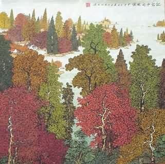 Chinese Trees Painting,69cm x 69cm,1178003-x