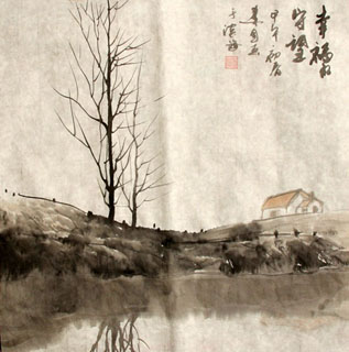 Chinese Trees Painting,33cm x 33cm,1178061-x
