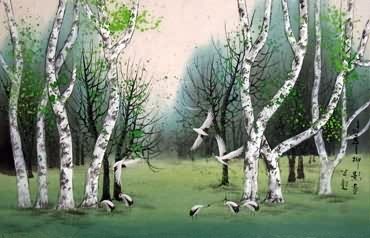 Chinese Trees Painting,46cm x 70cm,1528003-x