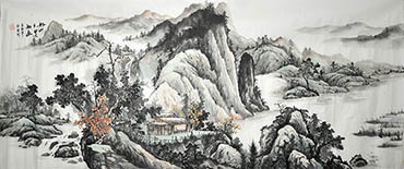 Chinese Village Countryside Painting,70cm x 180cm,1011040-x