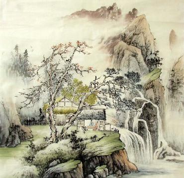 Chinese Village Countryside Painting,68cm x 68cm,1017013-x