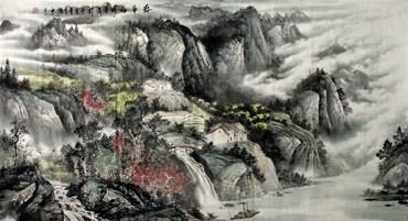 Chinese Village Countryside Painting,97cm x 180cm,1100006-x