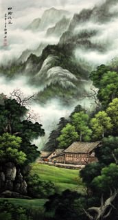Chinese Village Countryside Painting,97cm x 180cm,1135104-x