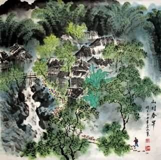 Chinese Village Countryside Painting,69cm x 69cm,1186004-x