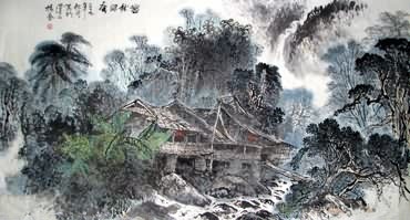 Chinese Village Countryside Painting,97cm x 180cm,1188001-x