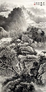 Chinese Village Countryside Painting,69cm x 138cm,1191002-x