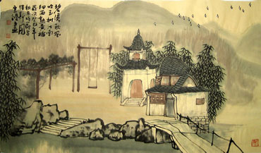 Chinese Village Countryside Painting,50cm x 80cm,1579005-x