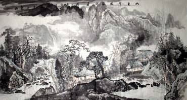 Chinese Village Countryside Painting,97cm x 180cm,1684003-x