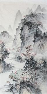 Chinese Village Countryside Painting,69cm x 138cm,wym11088005-x