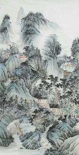 Chinese Village Countryside Painting,69cm x 138cm,wym11088020-x