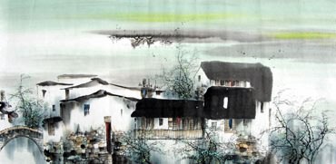Chinese Water Township Painting,50cm x 100cm,1205006-x