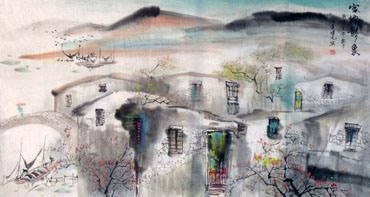 Chinese Water Township Painting,50cm x 100cm,1452027-x