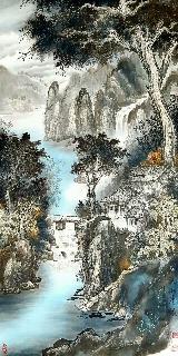 Chinese Water Township Painting,66cm x 136cm,1738004-x