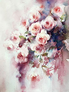 Flowers & Bird Watercolor Painting,30cm x 40cm,cyy72107001-x