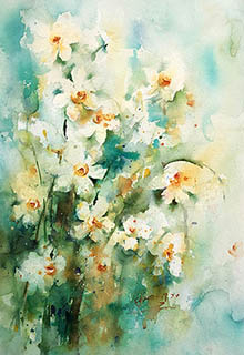Flowers & Bird Watercolor Painting,27cm x 39cm,cyy72107002-x