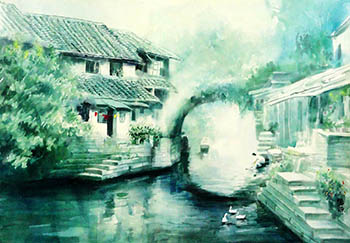 Scenery Watercolor Painting,55cm x 80cm,zdy71208001-x