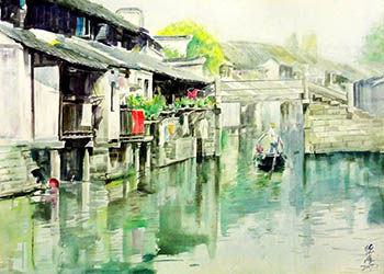 Scenery Watercolor Painting,36cm x 52cm,wcl71184009-x