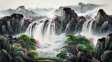 Chinese Waterfall Painting,90cm x 180cm,1134008-x