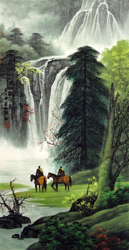 Chinese Waterfall Painting 1135133, 48cm x 96cm(19〃 x 38〃)