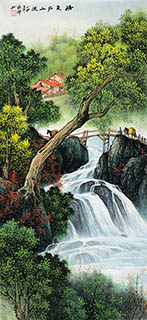 Chinese Waterfall Painting,48cm x 96cm,1135144-x