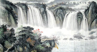 Chinese Waterfall Painting,97cm x 180cm,1139005-x