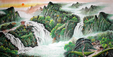 Chinese Waterfall Painting,120cm x 240cm,1152001-x