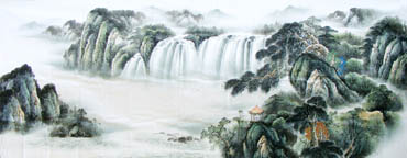 Chinese Waterfall Painting,140cm x 360cm,1161002-x