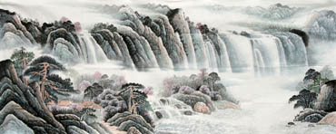 Chinese Waterfall Painting,96cm x 240cm,1161003-x