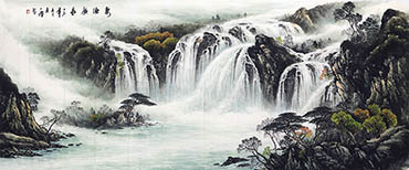 Chinese Waterfall Painting,96cm x 236cm,bj11168002-x