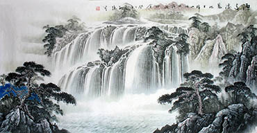 Chinese Waterfall Painting,69cm x 138cm,bj11168004-x