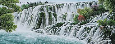 Chinese Waterfall Painting,70cm x 175cm,cyd11123008-x