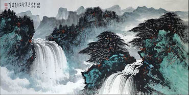 Chinese Waterfall Painting,68cm x 136cm,cyd11123014-x