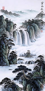 Chinese Waterfall Painting,50cm x 100cm,cyd11123025-x