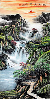 Chinese Waterfall Painting,68cm x 136cm,cyd11123036-x