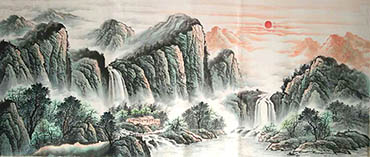 Chinese Waterfall Painting,70cm x 180cm,xll1001003-x