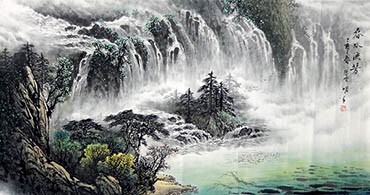 Chinese Waterfall Painting,69cm x 138cm,zym11169003-x