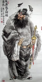 Chinese Zhong Kui Painting,69cm x 138cm,3447088-x