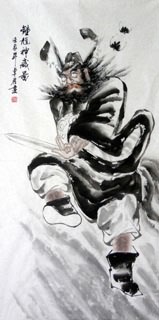 Chinese Zhong Kui Painting,69cm x 138cm,3777006-x