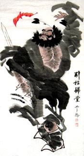 Chinese Zhong Kui Painting,50cm x 100cm,3783001-x