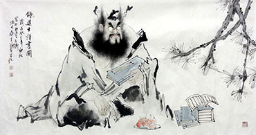 Chinese Zhong Kui Painting,69cm x 138cm,3970026-x