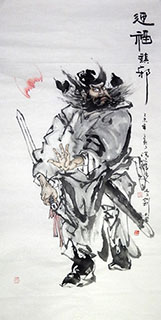 Chinese Zhong Kui Painting,69cm x 138cm,lj31162003-x