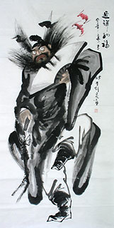 Chinese Zhong Kui Painting,69cm x 138cm,lj31162004-x