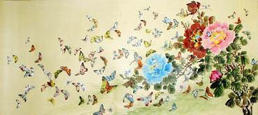 Chinese 100 Birds Painting,70cm x 155cm,2336141-x
