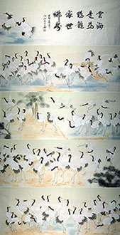 Chinese 100 Birds Painting,90cm x 1210cm,whz21180001-x
