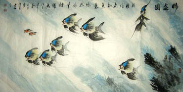 Chinese Angelfish Painting,66cm x 136cm,2326033-x
