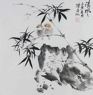 Chinese Bamboo Painting,50cm x 50cm,2407106-x