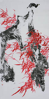Chinese Bamboo Painting,136cm x 68cm,azg21182001-x